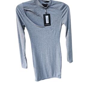 NWT PrettyLittleThing gray cut out bodycon dress size 4